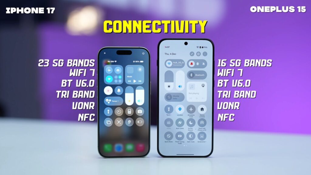 iPhone 17 vs OnePlus 15 connectivity