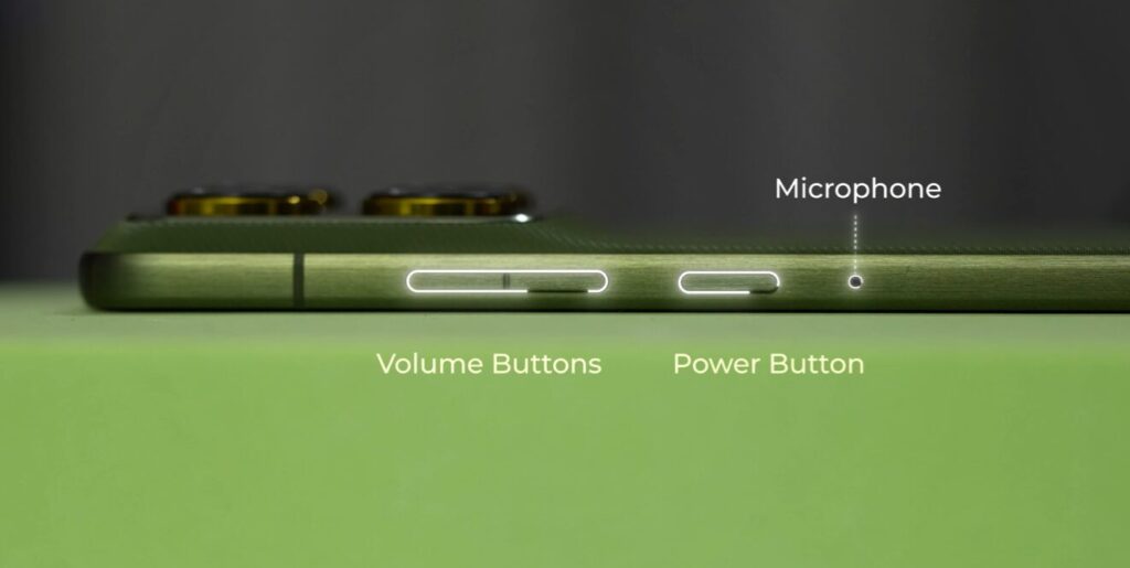Smartphone side with buttons labeled