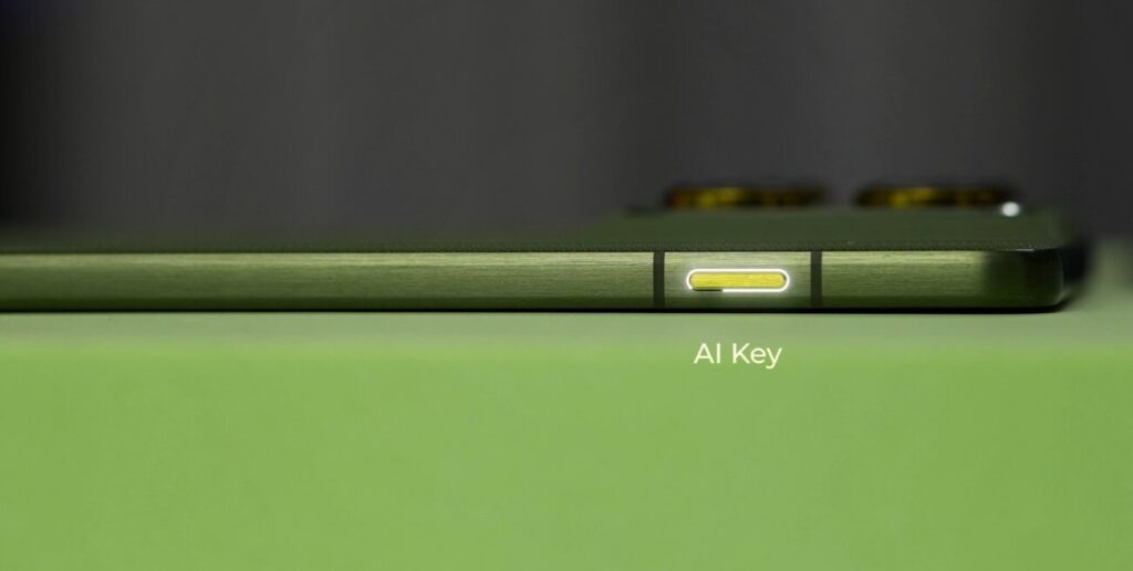 Side view of smartphone with AI key