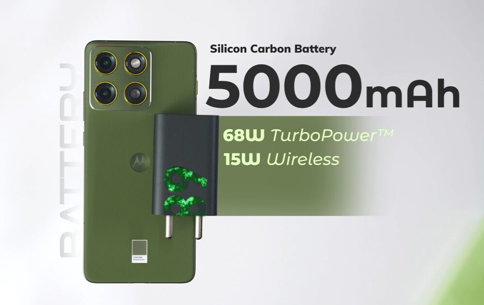 Smartphone with battery specifications displayed